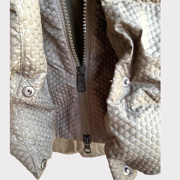 The North Face 550 Size S Olive Green Quilted Goose Down Fur Trim Hood Jacket - Picture 6 of 14